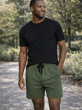 Men's Olive Green Drawstring Shorts